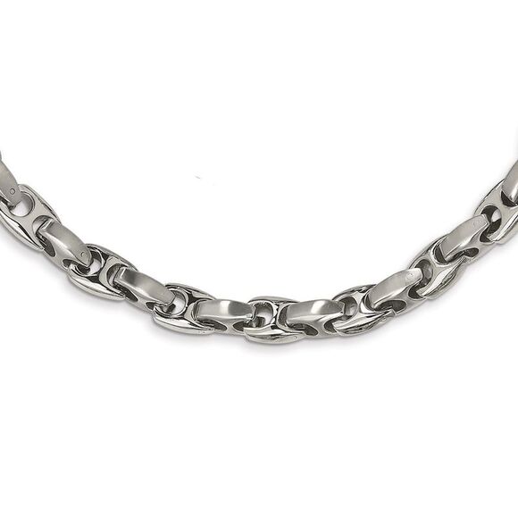 Mens 10mm Stainless Steel Advanced Anchor Chain Necklace, 20 Inch - Picture 1 of 5